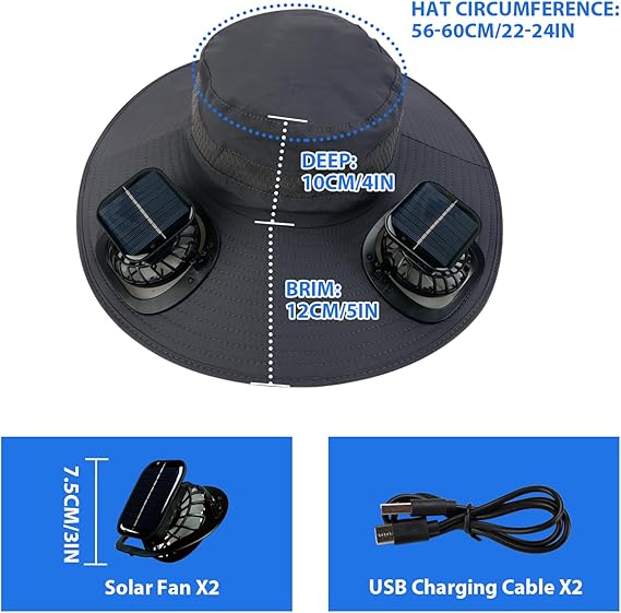 🏆 50K+ SOLD! – Almost Gone-⚡2025 New Ultralight Solar Fan Sun Hat – Lighter Than a Baseball!⚾