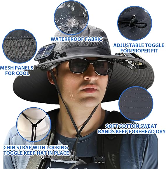 🏆 50K+ SOLD! – Almost Gone-⚡2025 New Ultralight Solar Fan Sun Hat – Lighter Than a Baseball!⚾